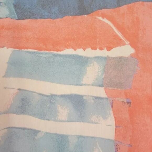 Simply Vera Sleeveless‎ Asymmetric Watercolor Print Blouse Woman Size M Peach - Picture 8 of 10